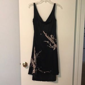 Karen Millen hi-lo silk dress with Phoenix print.